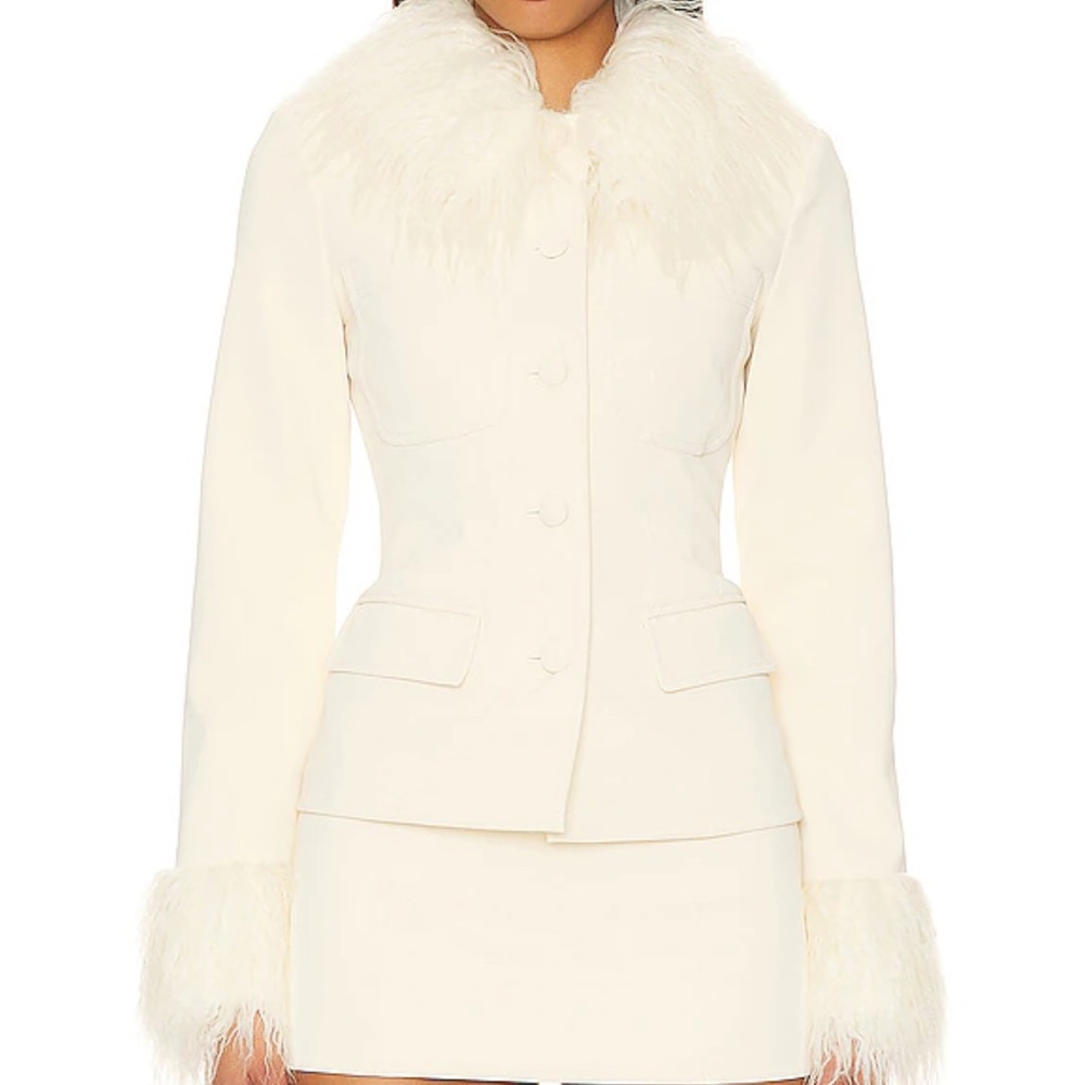 LOBA Anabella Faux Leather Jacket in Off White